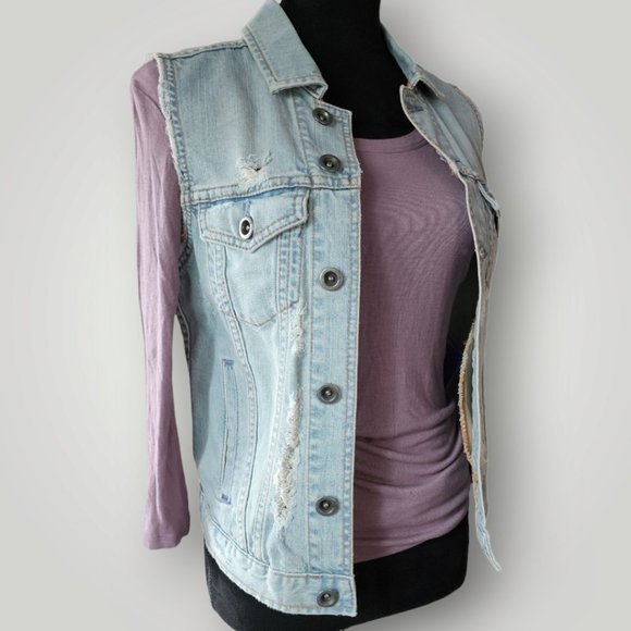 HURLEY Denim Destroyed/Distressed Vest - Picture 7 of 9